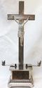 Antique Religious Crucifix Chrome On Stand Cross J