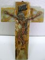 Gorgeous Antique Marble Art Crucifix Cross w Bronz