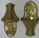 Awesome Pair Antique Cut Brass Repouse Wall Basket