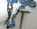 Antique Rosary w Holy Relic Old Blue Glass Beats P