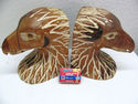 Pair Vintage Hand Carved Eagle Figurine Bookends S