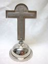 Vintage Era Religious Crucifix Chrome On Stand Cro