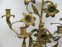 L Antique Gold Flowers Candle Holder Stand Old Ita