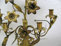 L Antique Gold Flowers Candle Holder Stand Old Ita