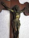 Antique Ornate Religious Crucifix Wood Cross Coppe