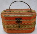 Vintage 1950s Womens Embellished Wood Box Purse wi