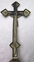 Old French Antique Crucifix Altar Silver Metal Cro