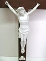 Large Antique Crucifix Wood Wall Vintage Bisque Po