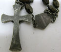 Antique Rosary w Holy Relic Old Brown Glass Beats 