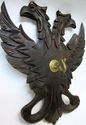 Vintage Wood Carved Relief 2 Headed Eagles Sculptu