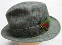 Vintage Tweed Fedora Mens Walking Hunting Hat Medi