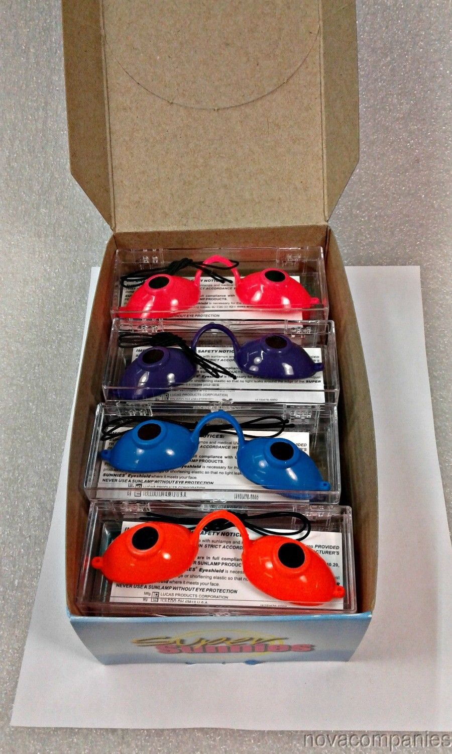 SUPER SUNNIES NEON Tanning Eye Goggles Eyewear x 12, Nova Companies
