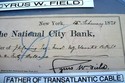 Autograph Cyrus W Field PSA/DNA Check Signed Dated