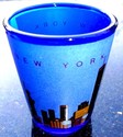 World Trade Center Shot Glass Cobalt Pre 9/11 MT V