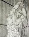 9" x 12" drawing print nude male chained-for-stren