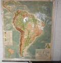LARGE VINTAGE HANGING WALL MAP SOUTH AMERICA GEORG