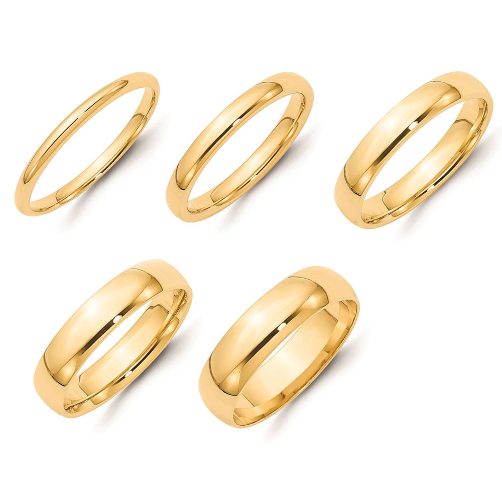 Solid 14K Gold Plain Shiny Comfort Fit Wedding Band Ring Mens Women