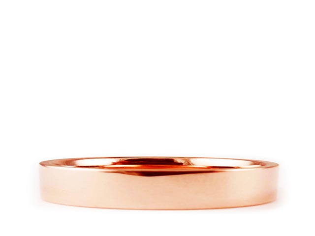 Solid 18k gold wedding band Shiny Flat Comfort Fit Ring High Polish