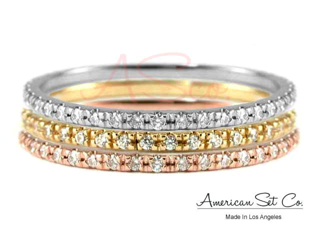 gold white yellow rose eternity diamond stacking band a