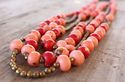 CATHERINES Orange Beads Gold Tone 3-Strand Beads P