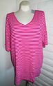 Plus Size 26W 28W 3X Pink LANE BRYANT Striped V-Ne