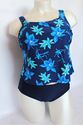 Plus Size 24W 2X Blue Floral Adolpho II Swimsuit  