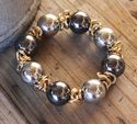 CATHERINES Gold Tone Shiny Silver Gray Bulbs Stret