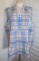 Plus Size 4X Blue Plaid Blouse LIZ & ME Pleated Bo