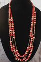 CATHERINES Orange Beads Gold Tone 3-Strand Beads P