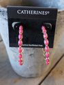 CATHERINES Pierced Earrings Dark Pink and Gold Ton