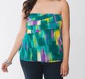 Plus Size 26W 28W 3X Teal Purple LANE BRYANT Ruffl