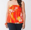 Plus Size 26W 28W 3X LANE BRYANT Orange Yellow Ruf