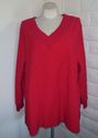 Plus Size 30W 32W 3X Red AVENUE V-Neckline Long-Sl