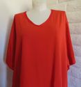 Plus Size 2X Dark Orange SUPREMA Satin Trim V-Neck