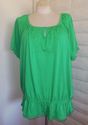 Plus Size 26W 28W 3X Green LANE BRYANT Peasant Pep