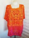 Plus Size 2X LIZ & ME Orange Wine Crinkle Crochet 