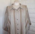 Plus Size 5XWP Brown Taupe LIZ & ME Stripe Linen B