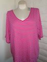 Plus Size 26W 28W 3X Pink LANE BRYANT Striped V-Ne