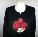 Plus Size 1X Black LIZ & ME Sparkly Poinsettias Ch