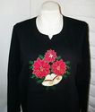 Plus Size 1X Black LIZ & ME Sparkly Poinsettias Ch