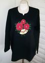 Plus Size 1X Black LIZ & ME Sparkly Poinsettias Ch