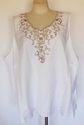 Plus Size 4X LIZ & ME White Tan Embroidery Sleevel