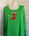 Plus Size 3X Green LIZ & ME Applique Stocking Chri