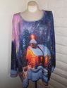 Plus Size 3X Blue LIZ & ME Thomas Kinkade Christma