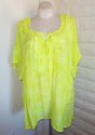 Plus Size 2X Yellow Green MAGGIE BARNES Pleated Pe