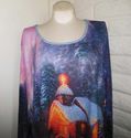 Plus Size 3X Blue LIZ & ME Thomas Kinkade Christma