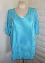 Plus Size 26W 28W 3X Turquoise Blue Striped Lane B