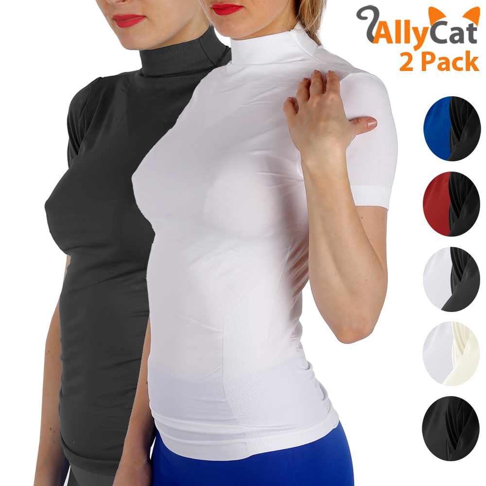 women's short sleeve mock neck tops