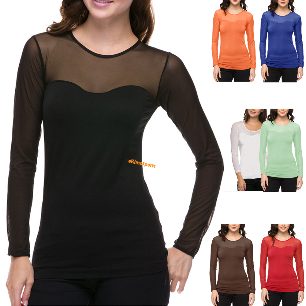 women's tops with sheer sleeves