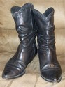 VINTAGE Black Leather Boots Short Pull Made in SPA